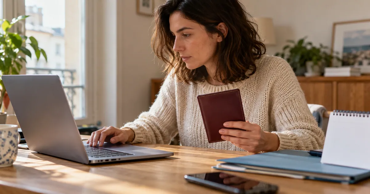Following a driving licence application on a laptop.
