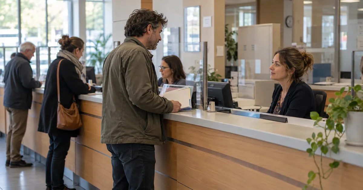 Reception and counters in an administrative office.